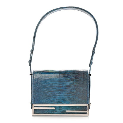 Fendi Iridescent Lizard Shoulder Bag Blue 1 of 11