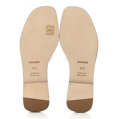 Hermes Box Calfskin Oran Sandals 37.5 White 5 of 8