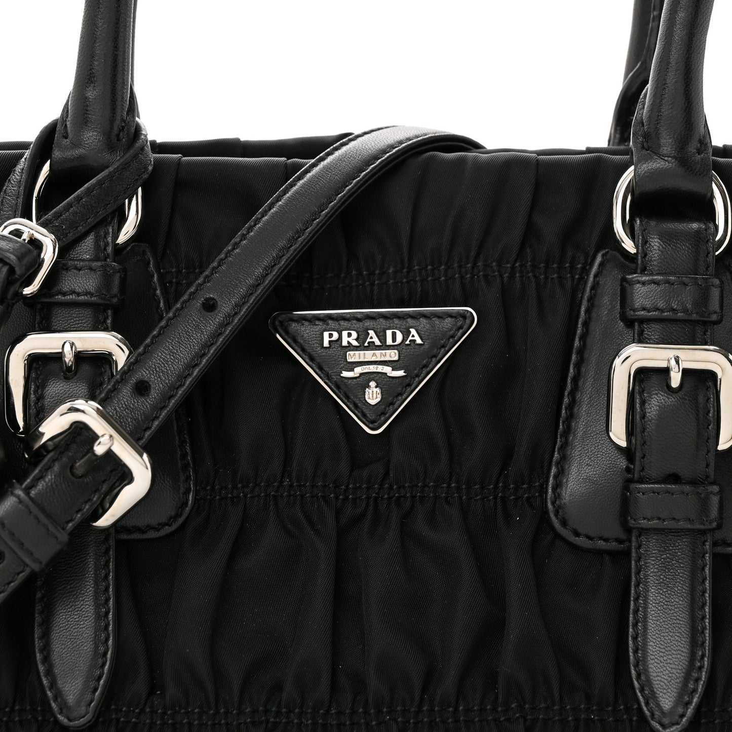 Tessuto Nylon Gaufre Shopping Satchel Black