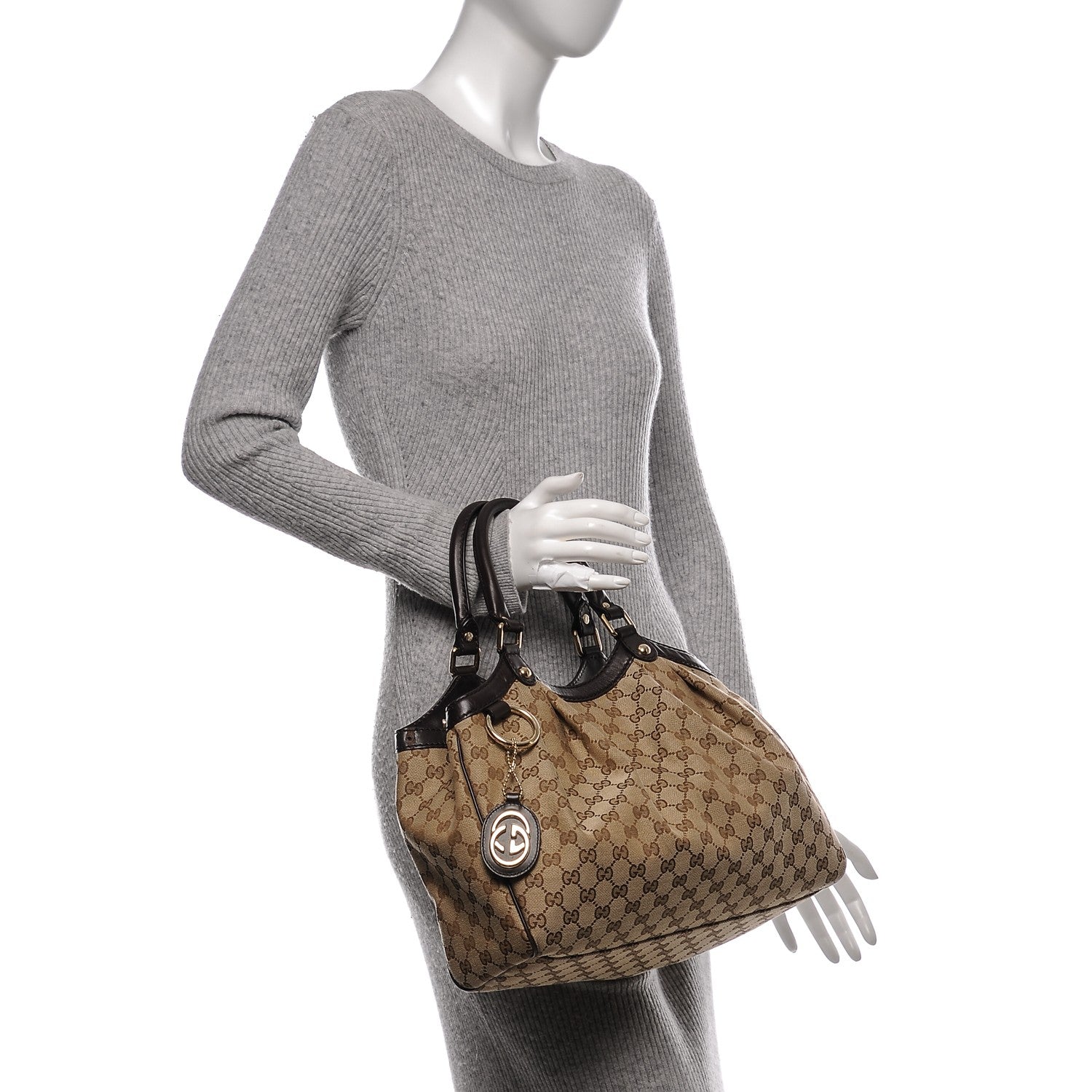 Gucci Satin Monogram Medium Abbey Shoulder Bag Bronze 17 of 26