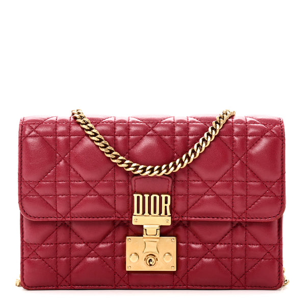 Christian Dior Lambskin Cannage Dioraddict Wallet On Chain Clutch