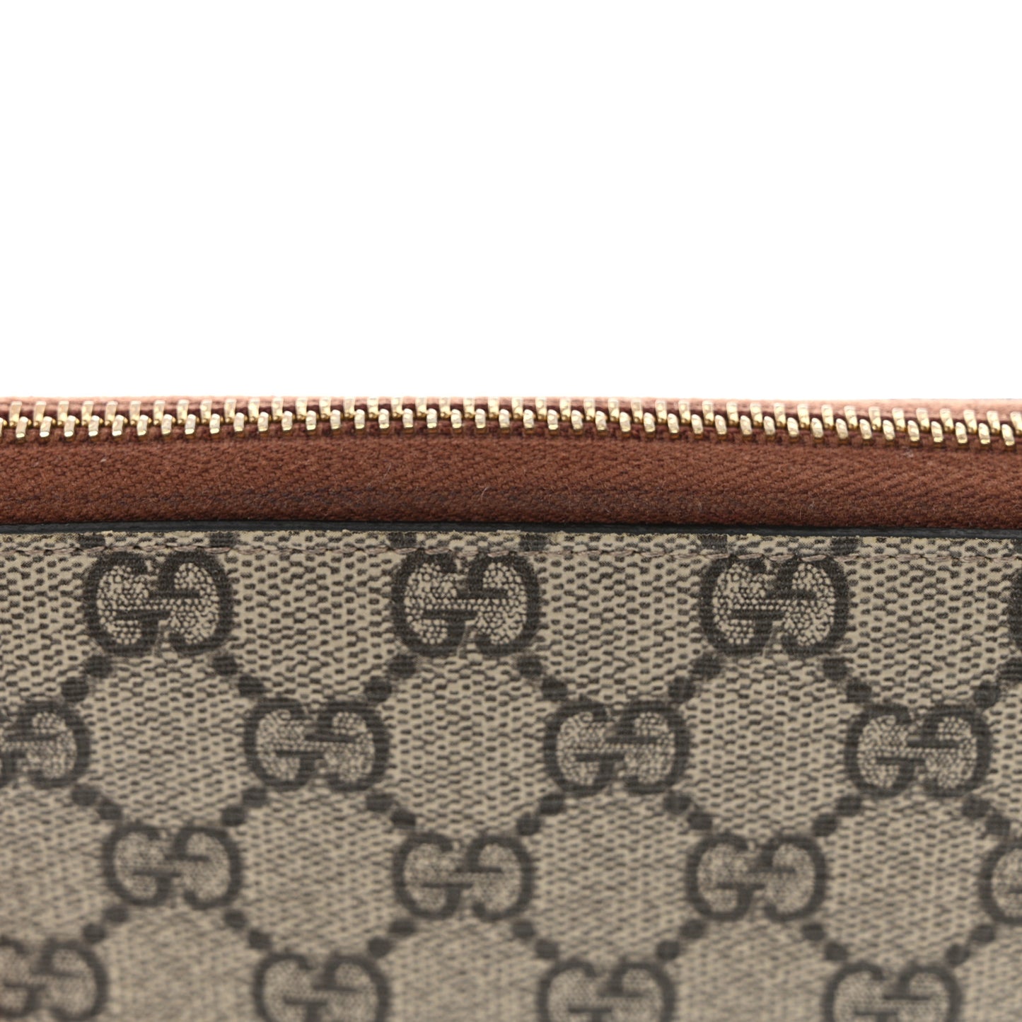 GG Supreme Monogram Cuoio Toscano Zip Around Wallet Beige Ebony Cuir