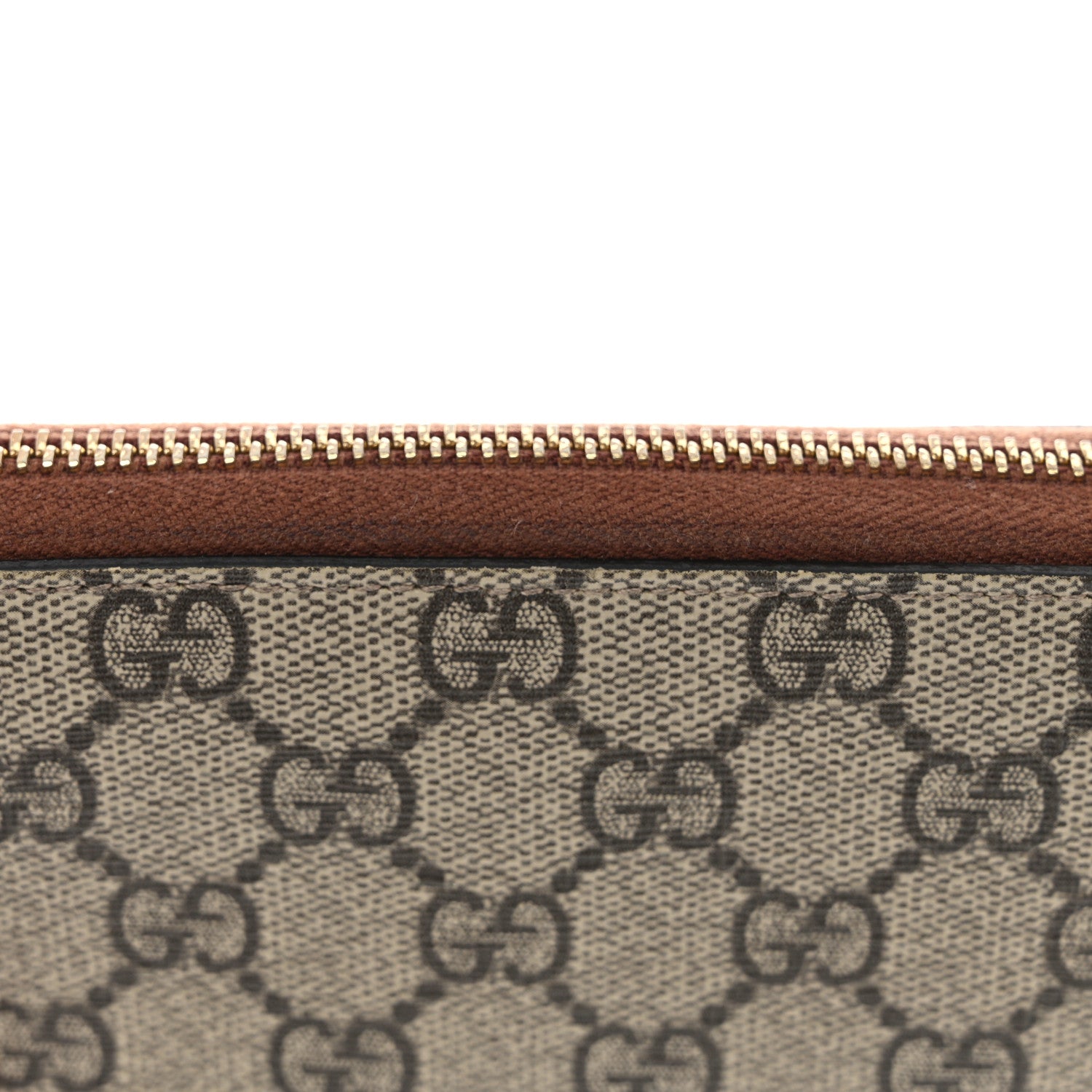 Gucci GG Supreme Monogram Cuoio Toscano Zip Around Wallet Beige Ebony Cuir 10 of 11