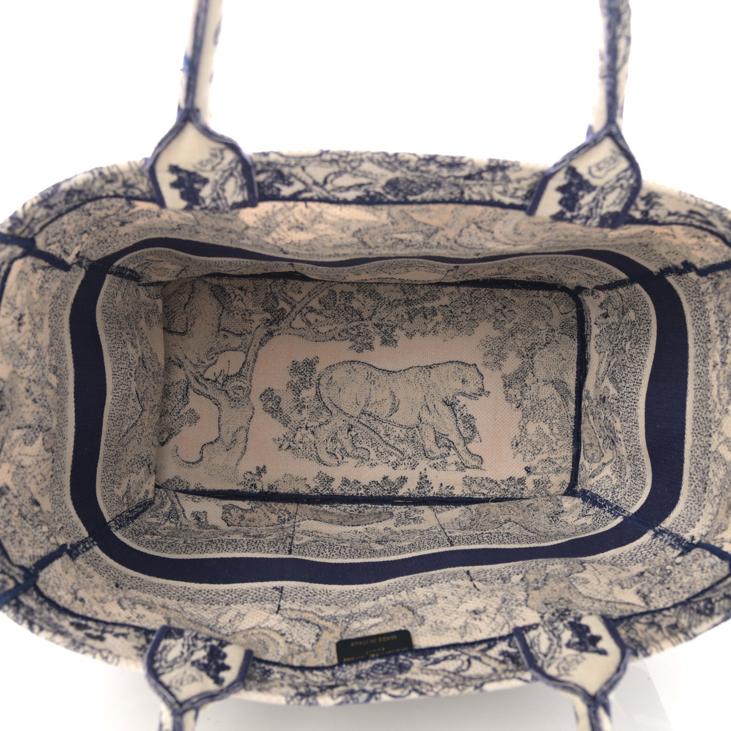 Canvas Embroidered Toile De Jouy Catherine Tote Blue