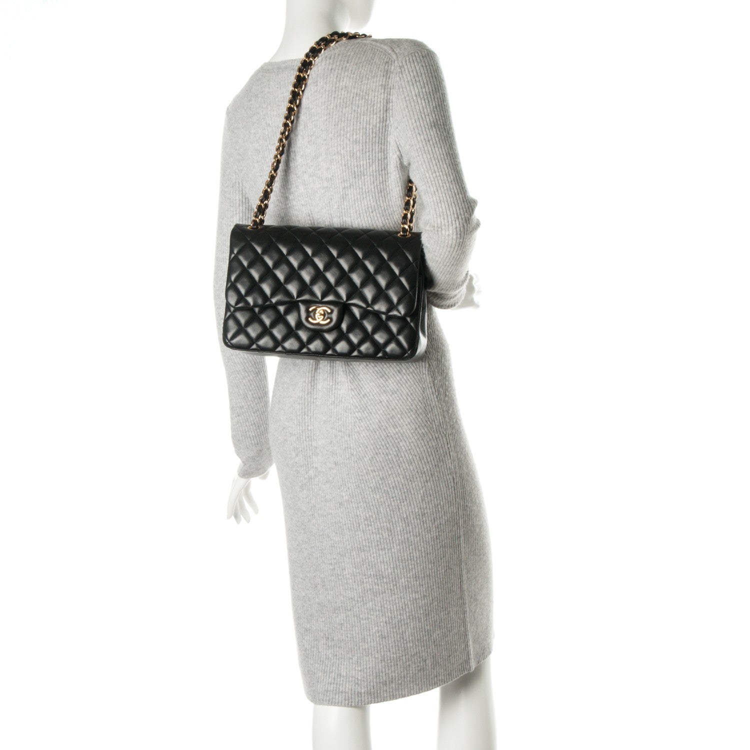 Chanel Lambskin Quilted Jumbo Double Flap Black 2 of 8