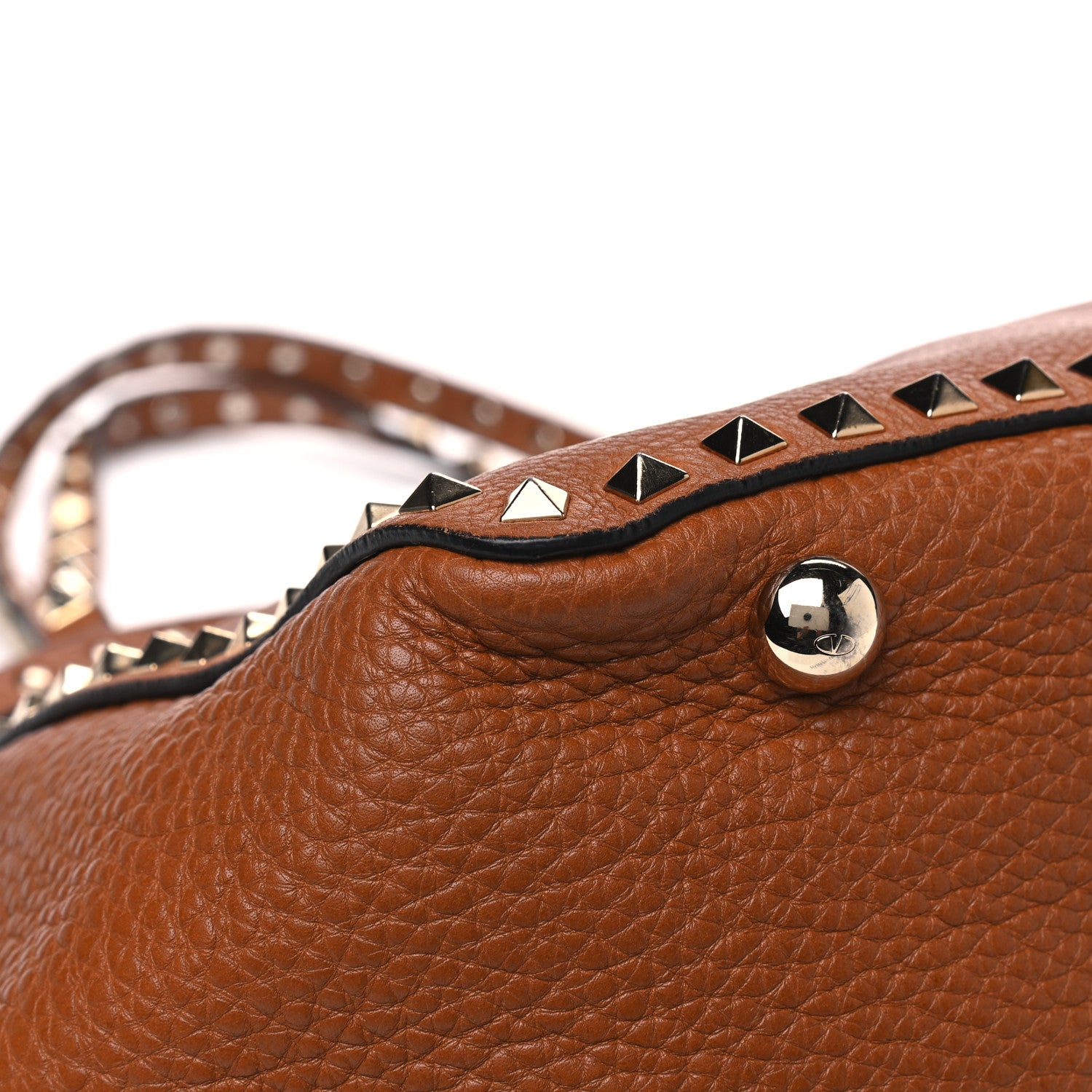 Valentino Garavani Pebbled Calfskin Medium Rockstud Tote Light Cuir 9 of 13