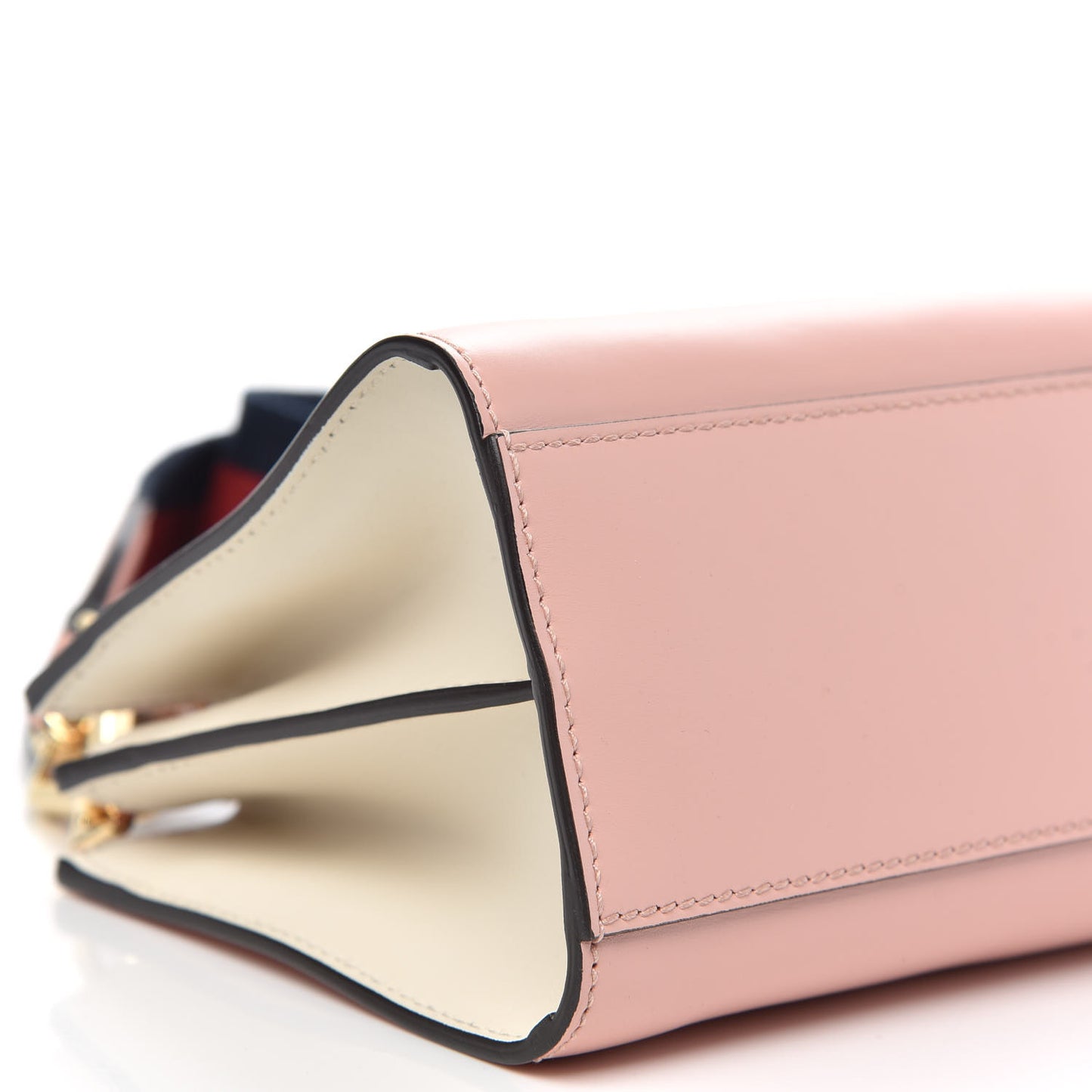 Nappa Bamboo Web Mini Nymphaea Top Handle Bag Perfect Pink Mystic White