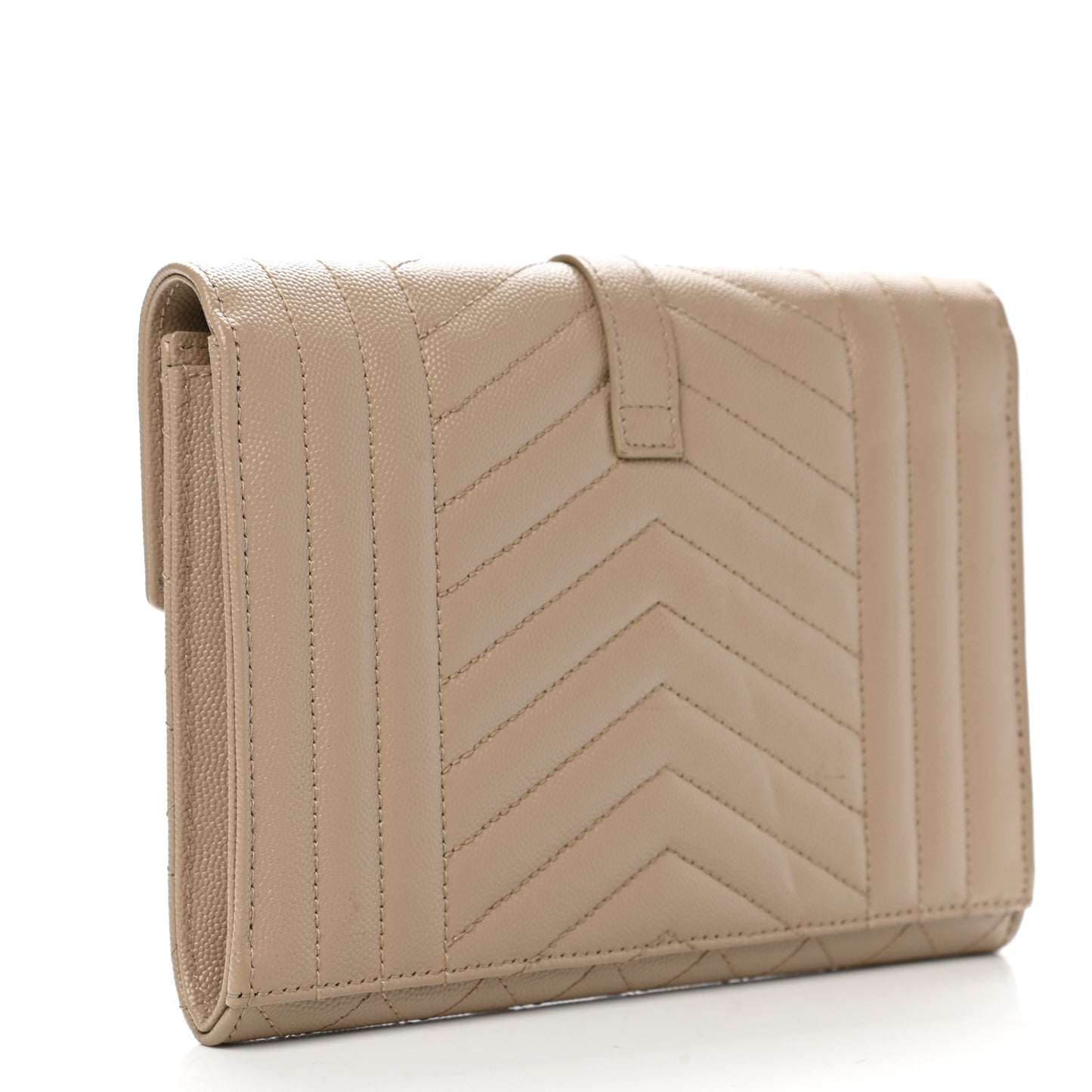 Grain De Poudre Textured Mixed Matelasse Triquilt Monogram Clutch Dark Beige