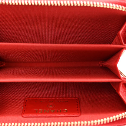 Chanel Lambskin Quilted Camellia Zip Coin Purse Red 6 of 8