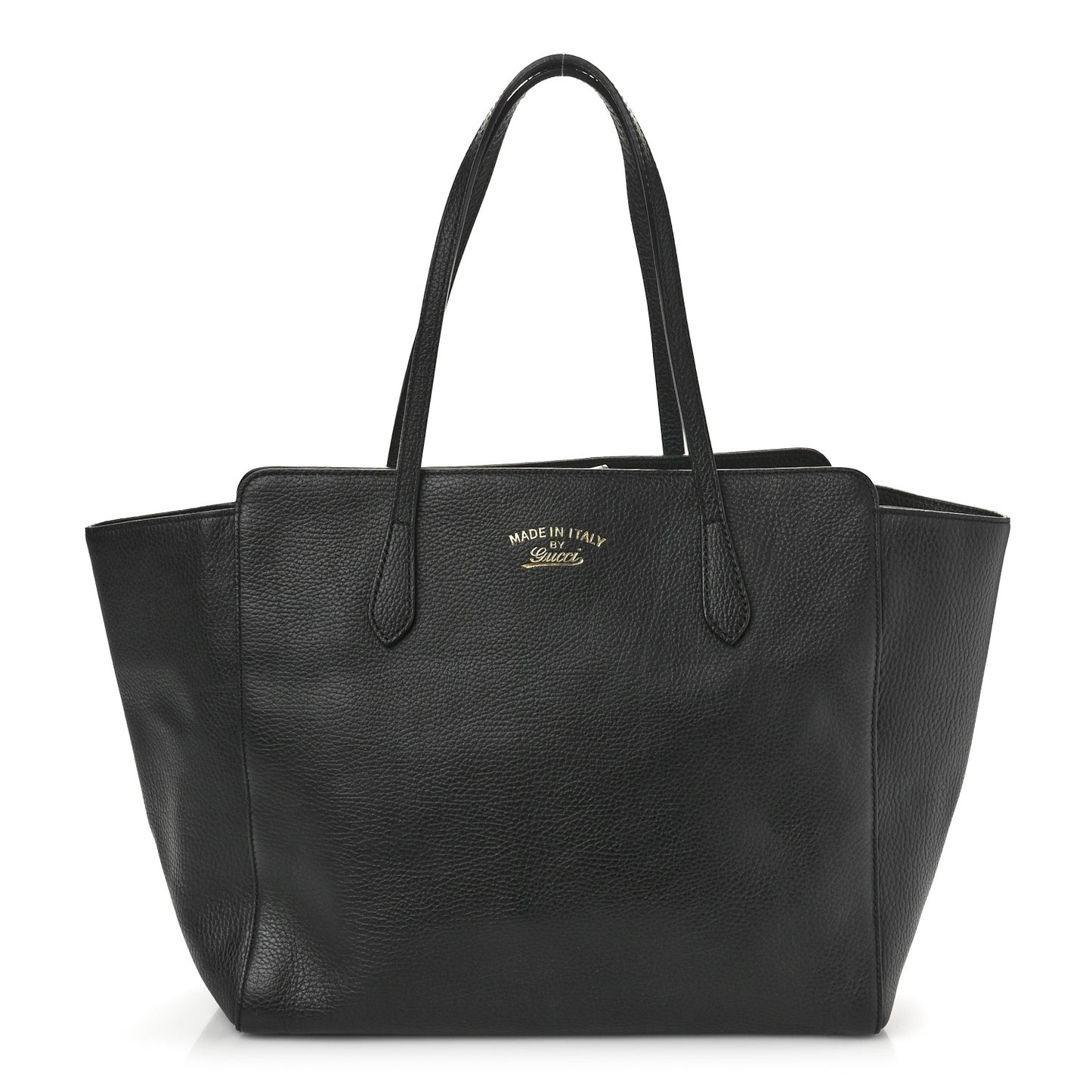 Pebbled Calfskin Medium Swing Tote Black