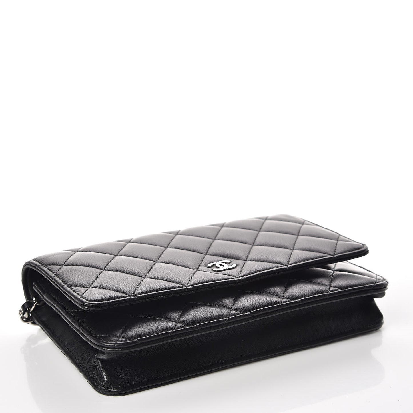 Lambskin Quilted Wallet On Chain WOC Black