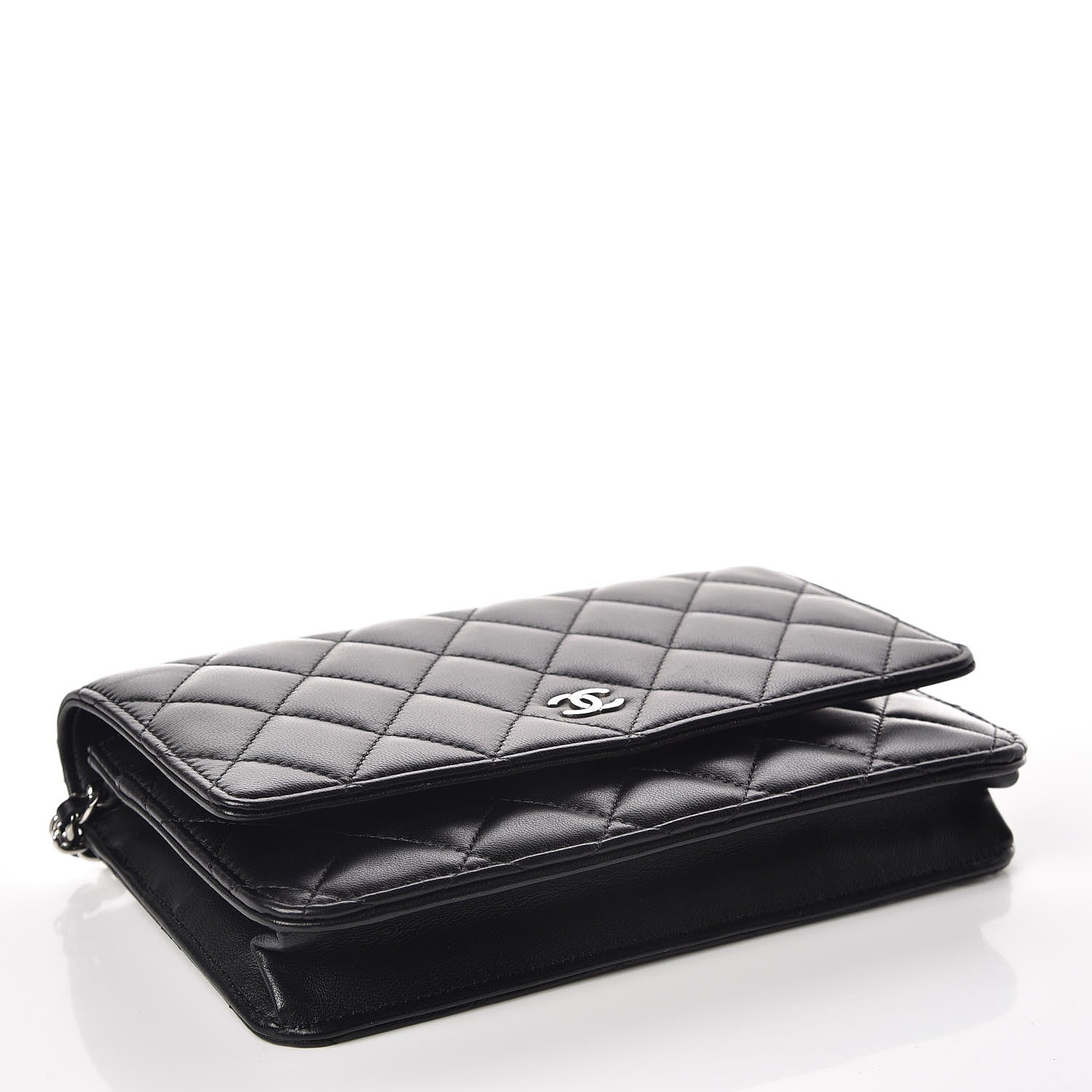 Chanel Lambskin Quilted Wallet On Chain WOC Black 4 of 12