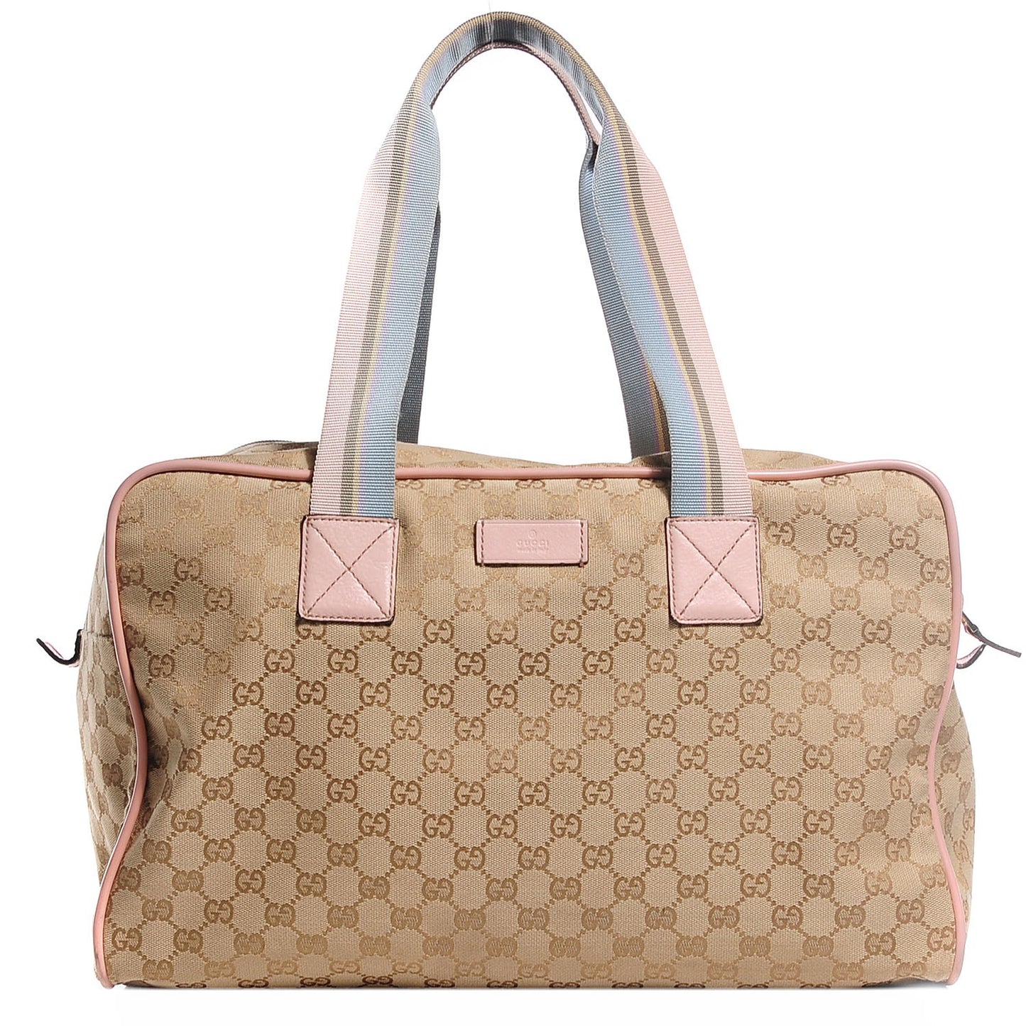 GG Monogram Web Medium Collapsable Carry On Duffle Beige Pink