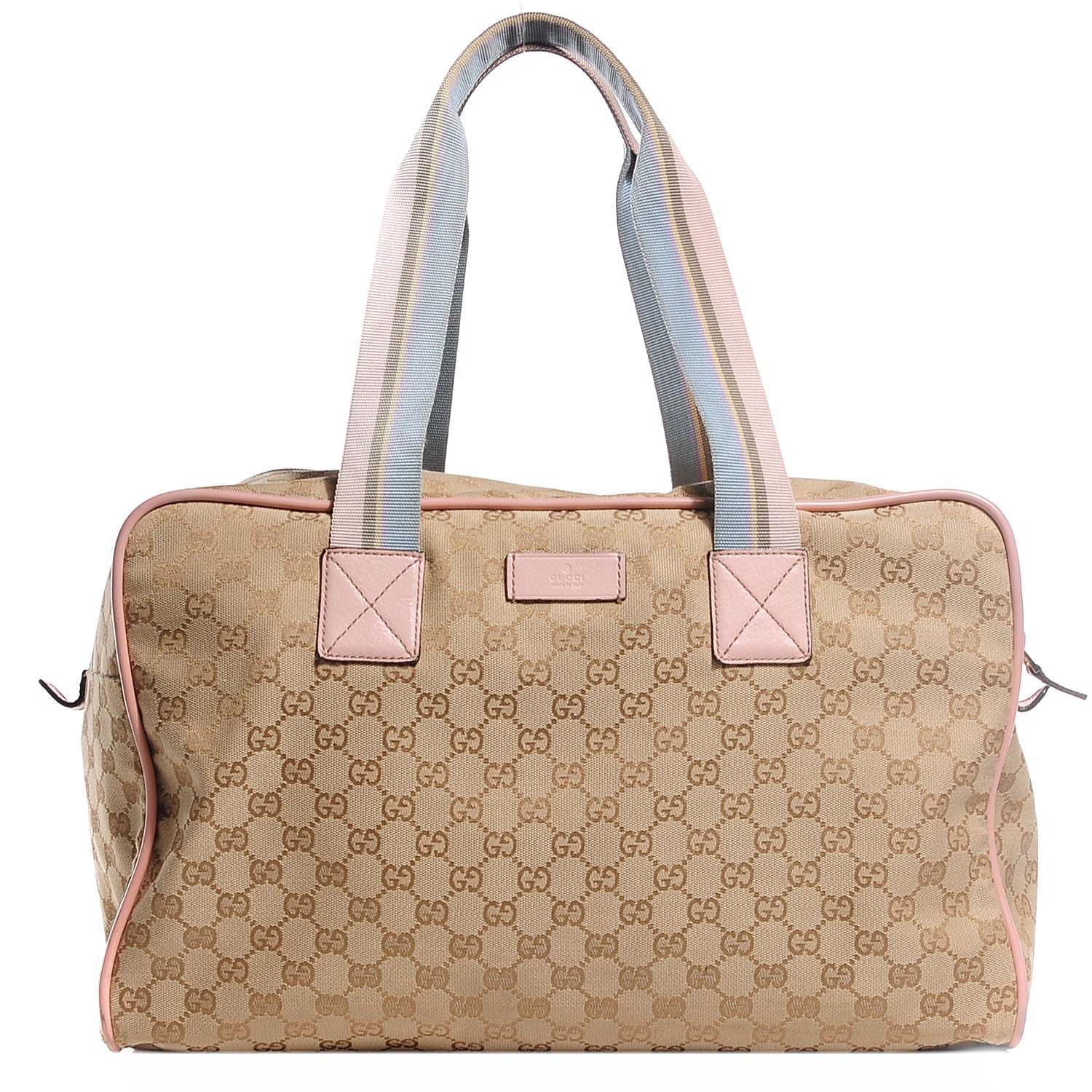 Gucci GG Monogram Web Medium Collapsable Carry On Duffle Beige Pink 1 of 9