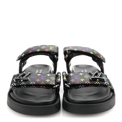 Louis Vuitton LV X TM Monogram Multicolor Sunset Flat Sandals 37.5 Black 3 of 10