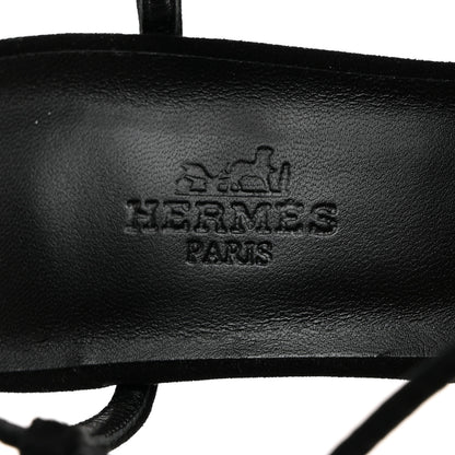 Hermes Suede Goatskin Heden 80 Sandals 37.5 Black 6 of 9