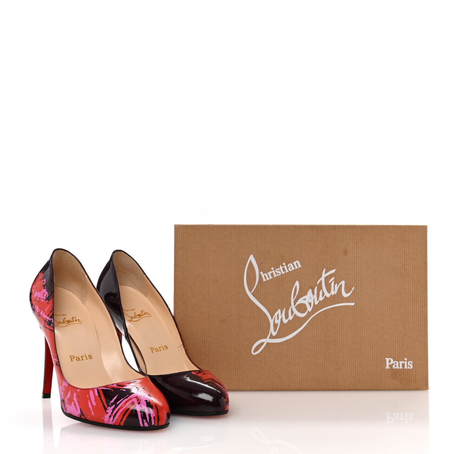 Christian Louboutin Patent Painted Clichy 100 Pumps 38.5 Burgundy 10 of 10