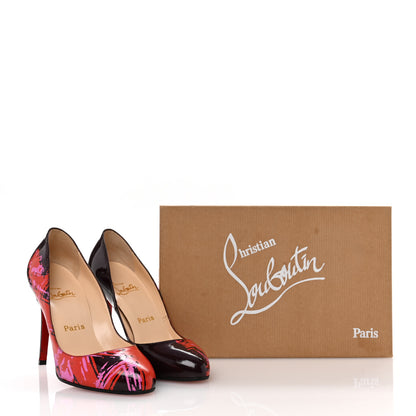 Christian Louboutin Patent Painted Clichy 100 Pumps 38.5 Burgundy 10 of 10