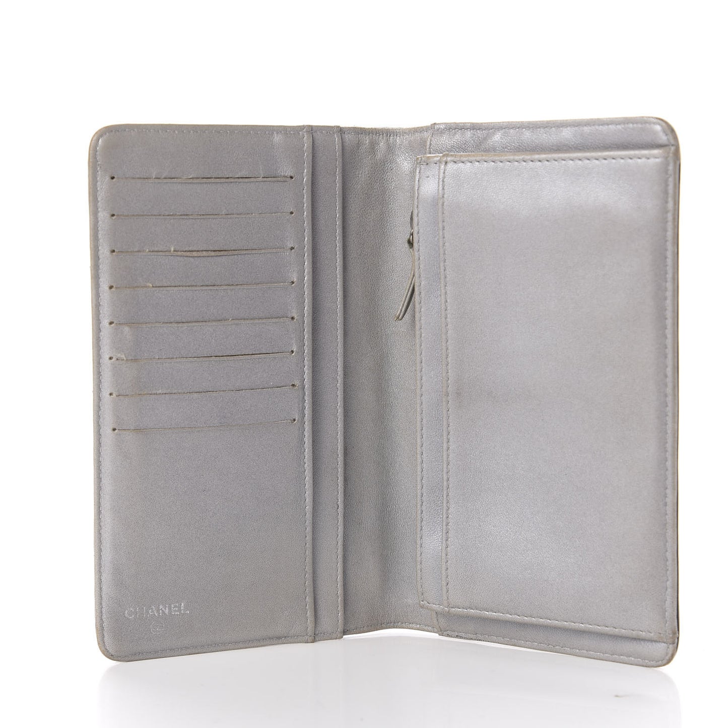 Lambskin Camellia Embossed Yen Wallet Black