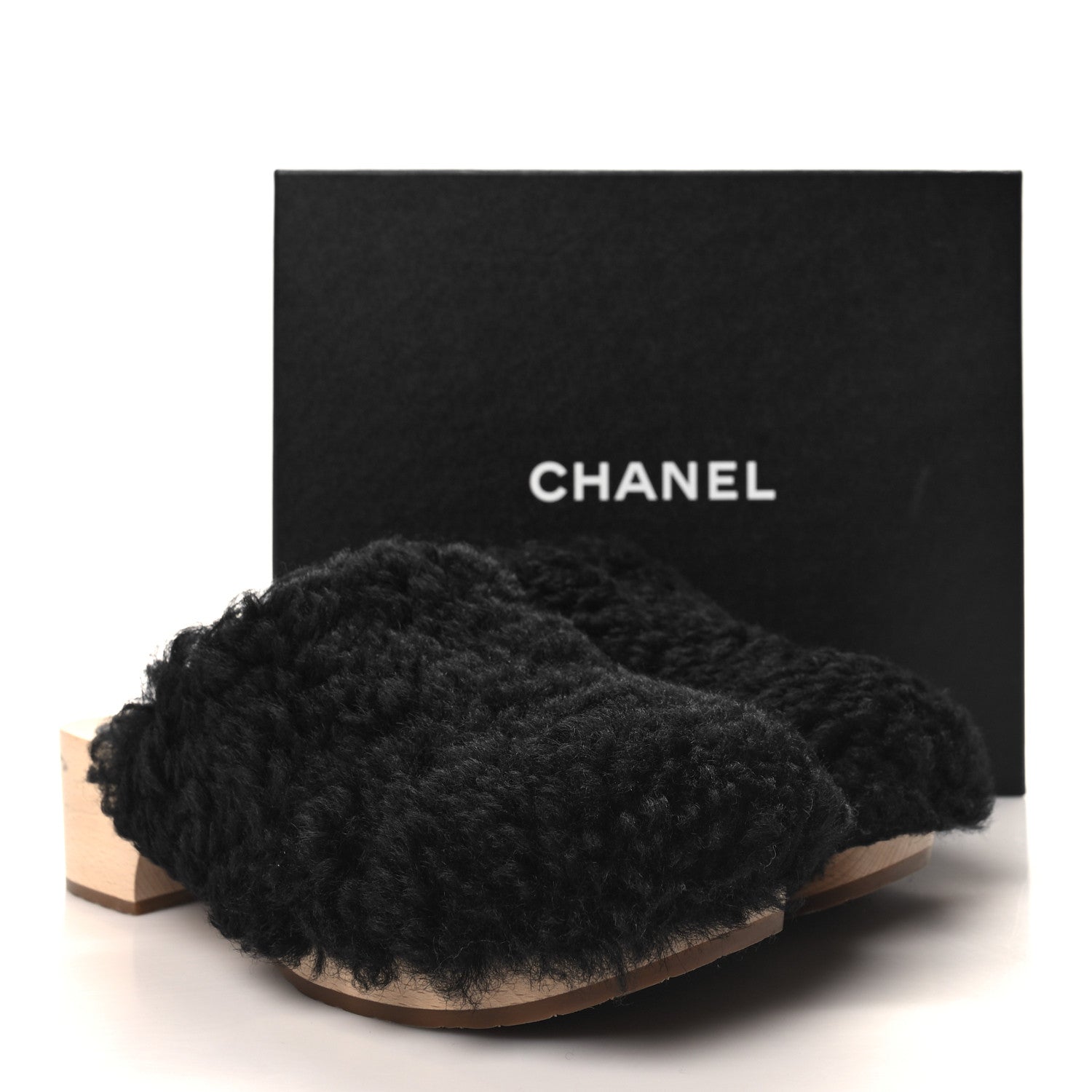 Chanel Shearling Lambskin Clogs 41 Black 9 of 9