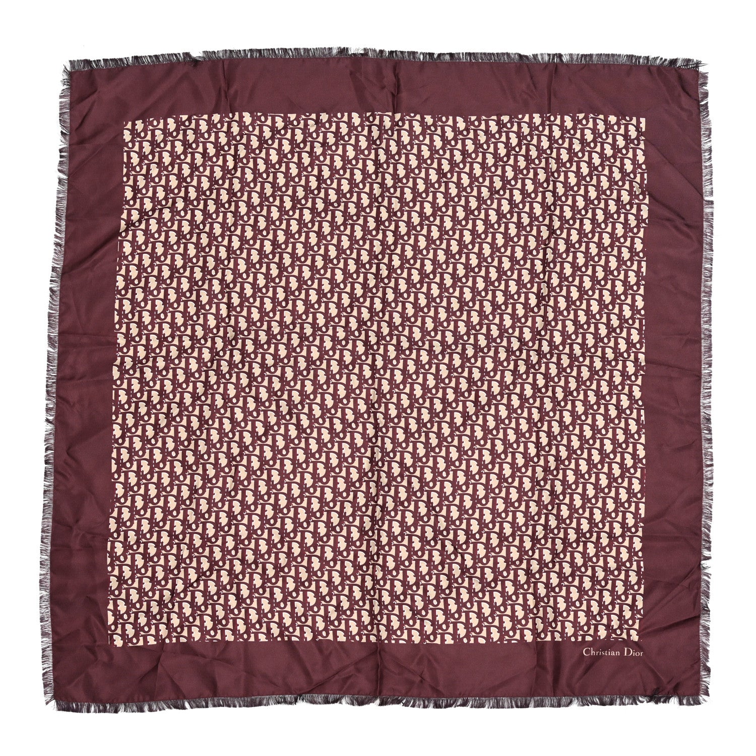 Christian Dior Silk Monogram Scarf Burgundy 1 of 5