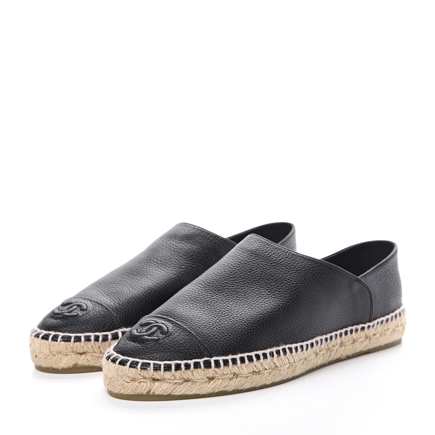 Chanel Grained Calfskin CC Espadrilles 41 Black 3 of 10