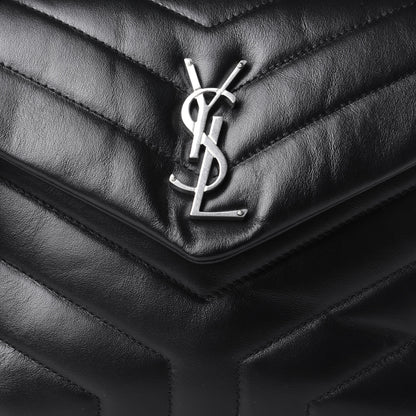 Saint Laurent Calfskin Y Quilted Monogram Small Loulou Chain Satchel Black 9 of 11