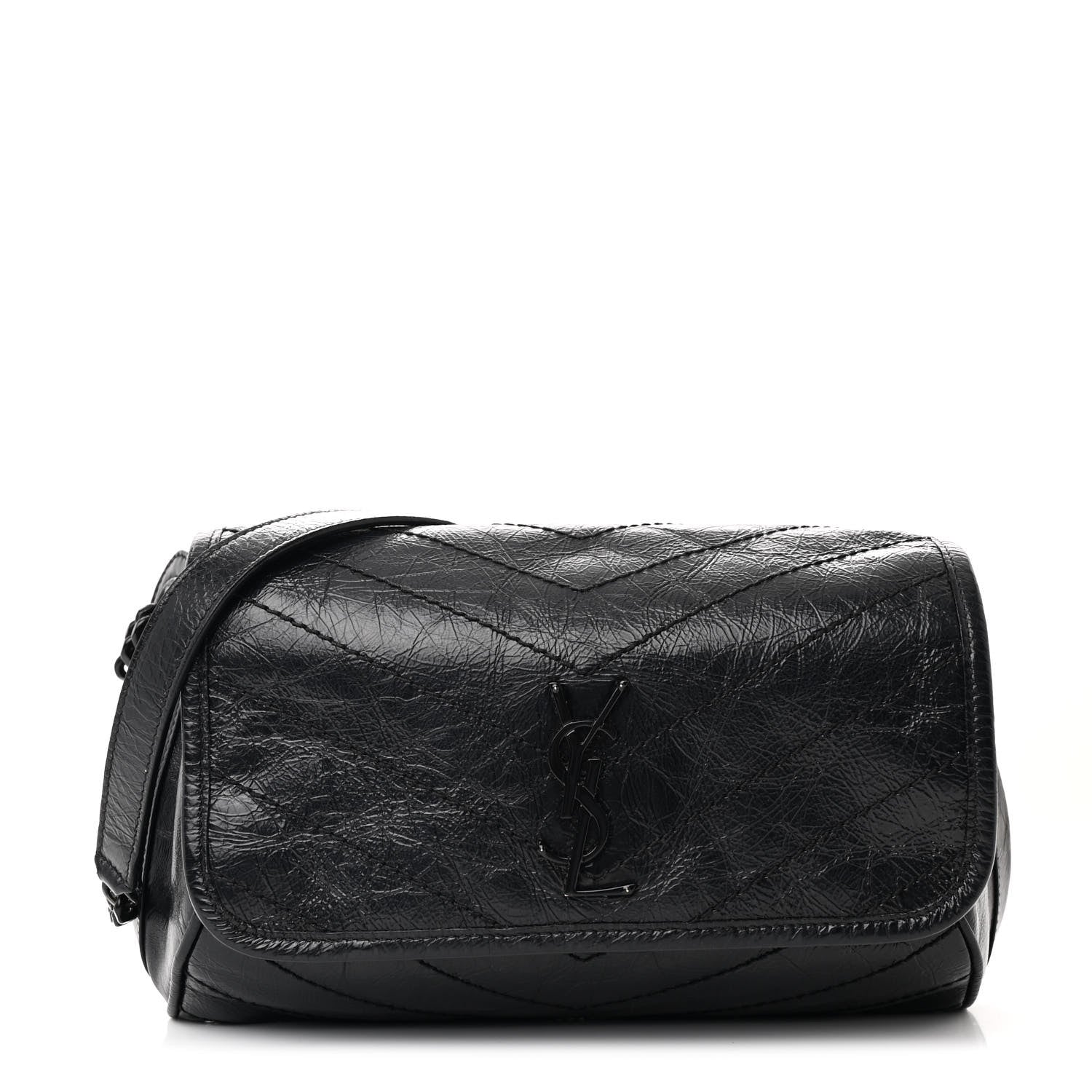 Saint Laurent Crinkled Calfskin Matelasse Monogram Niki Body Bag Black 1 of 10