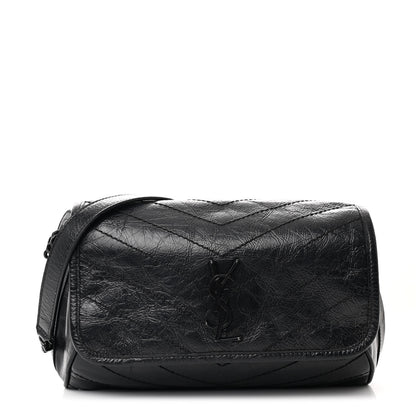 Saint Laurent Crinkled Calfskin Matelasse Monogram Niki Body Bag Black 1 of 10