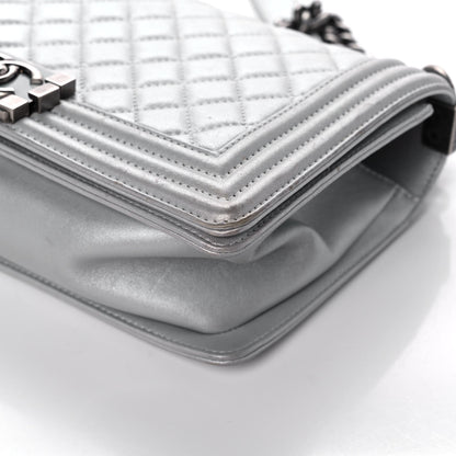 Chanel Metallic Lambskin Quilted Medium Boy Flap Silver 9 of 11