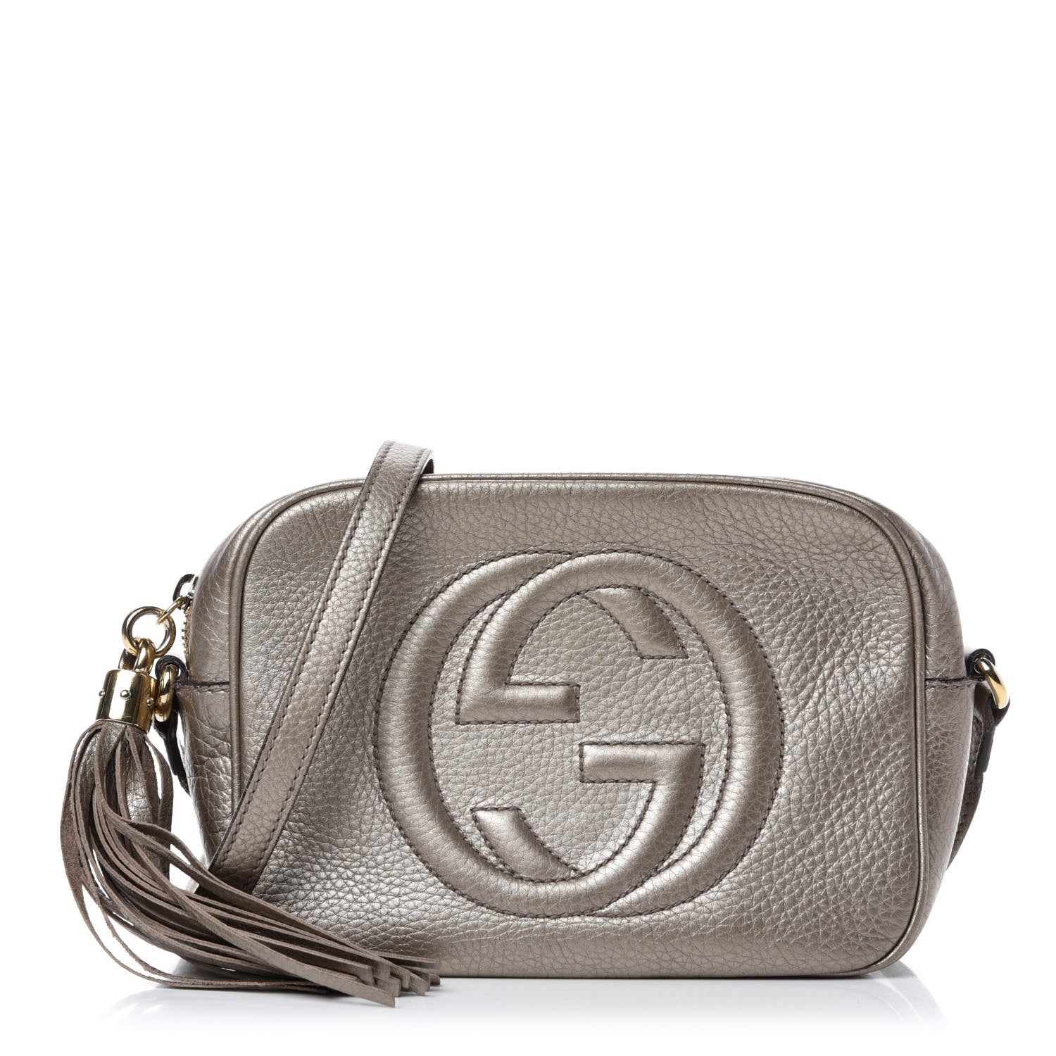 Gucci Metallic Pebbled Calfskin Small Soho Disco Bag Golden Beige 1 of 14