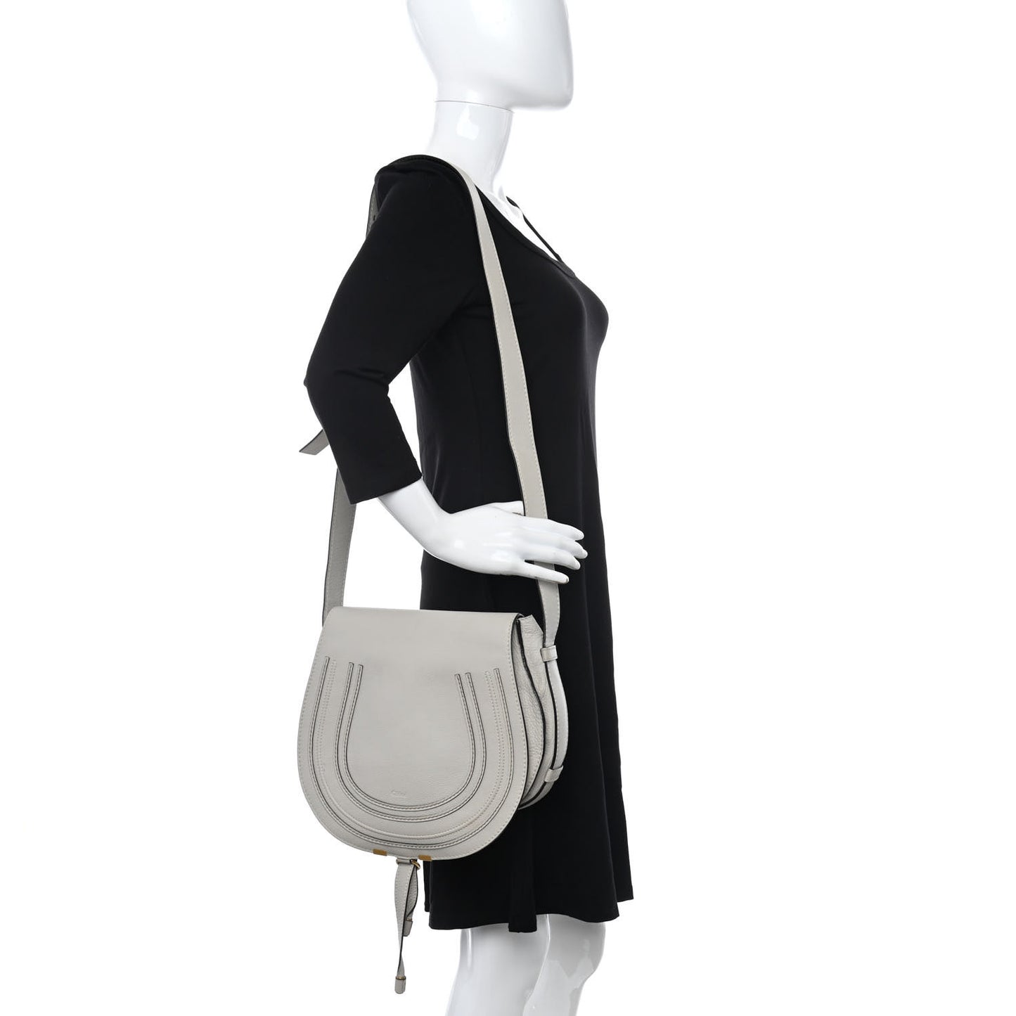 Calfskin Medium Marcie Round Crossbody Bag Dove