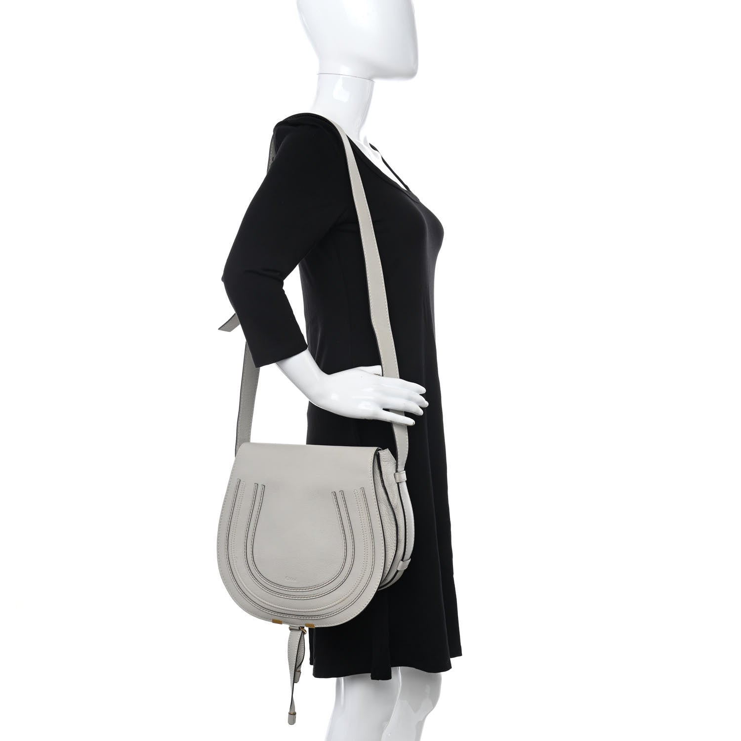 Chloe Calfskin Medium Marcie Round Crossbody Bag Dove 3 of 14