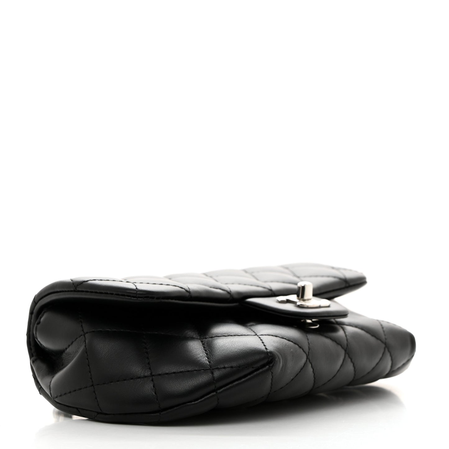 Calfskin Quilted CC Uniform Flap Belt Bag Black