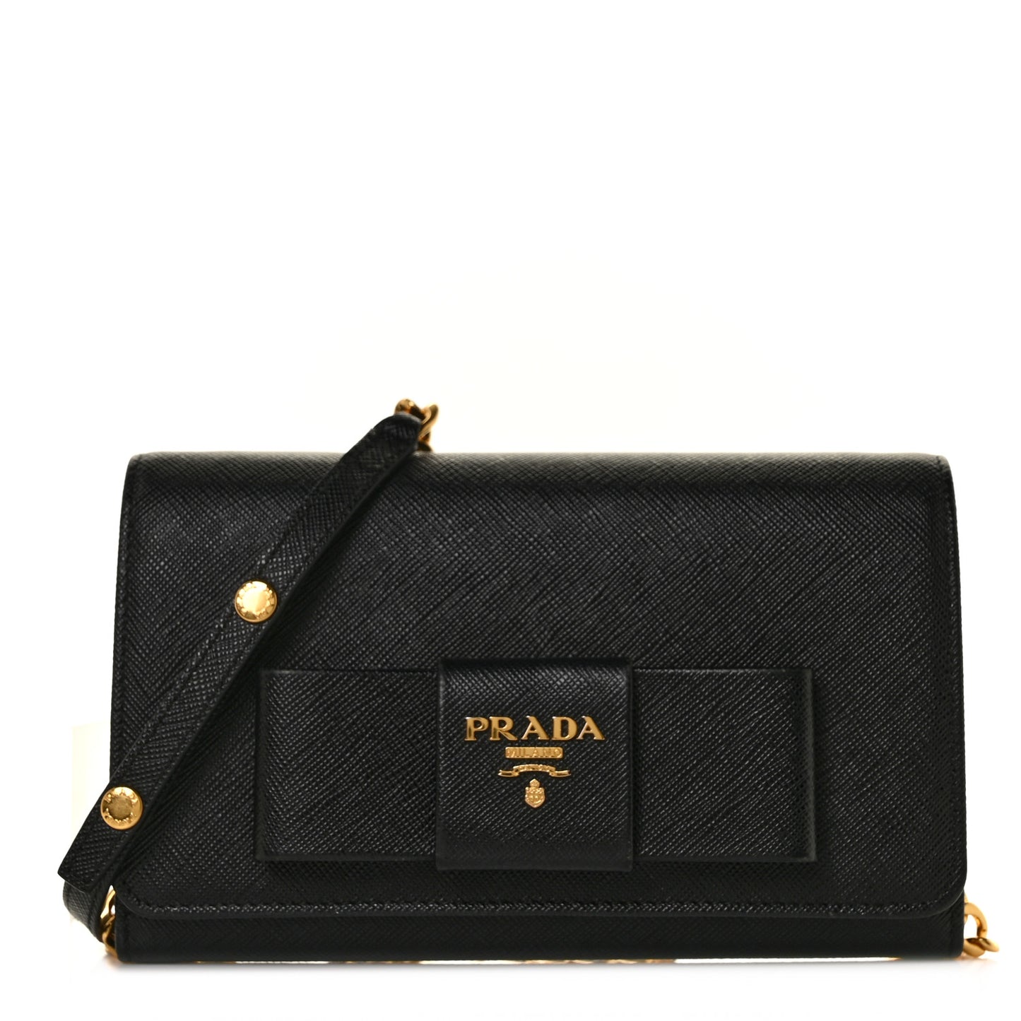 Saffiano Bow Flap Wallet Nero Black