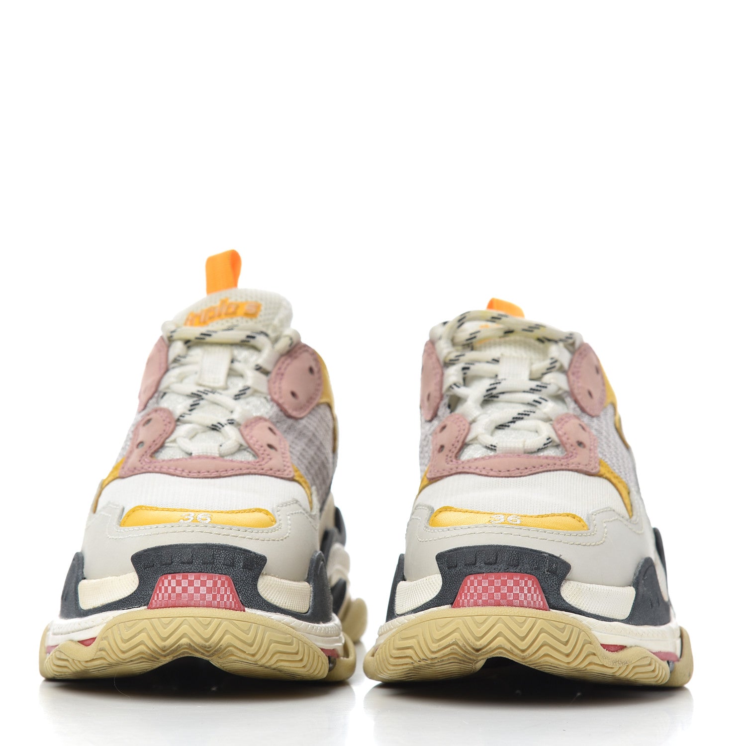 Balenciaga Mesh Nubuck Womens Triple S Sneakers 36 White Gris Jaune Rose 2 of 17