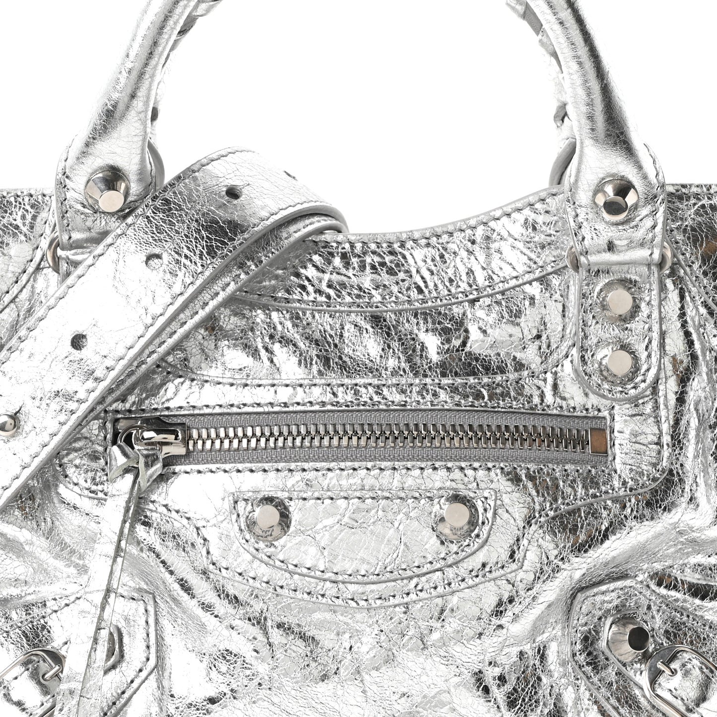Metallized Arena Lambskin Classic Silver Hardware Le City Mini Silver