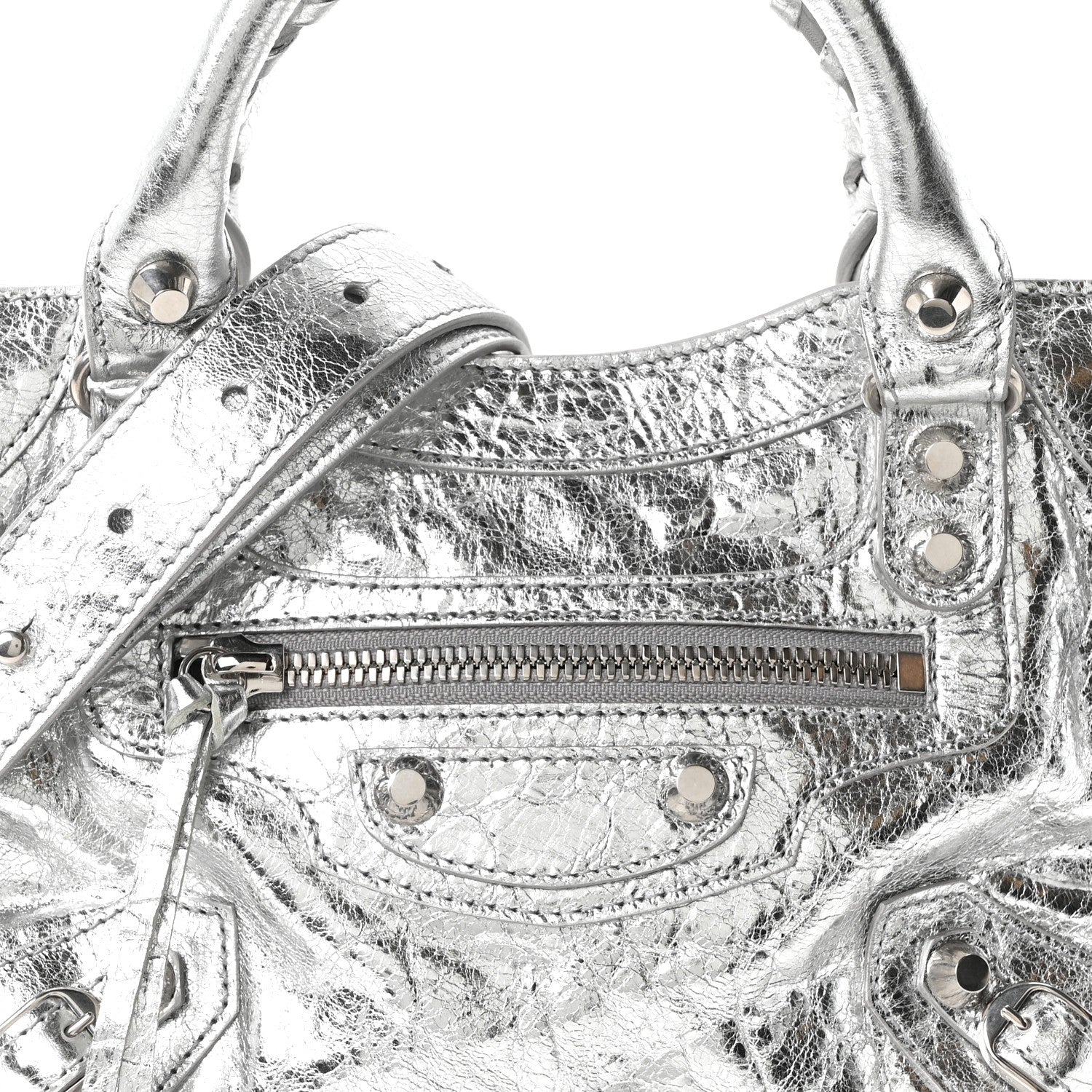 Balenciaga Metallized Arena Lambskin Classic Silver Hardware Le City Mini Silver 8 of 10