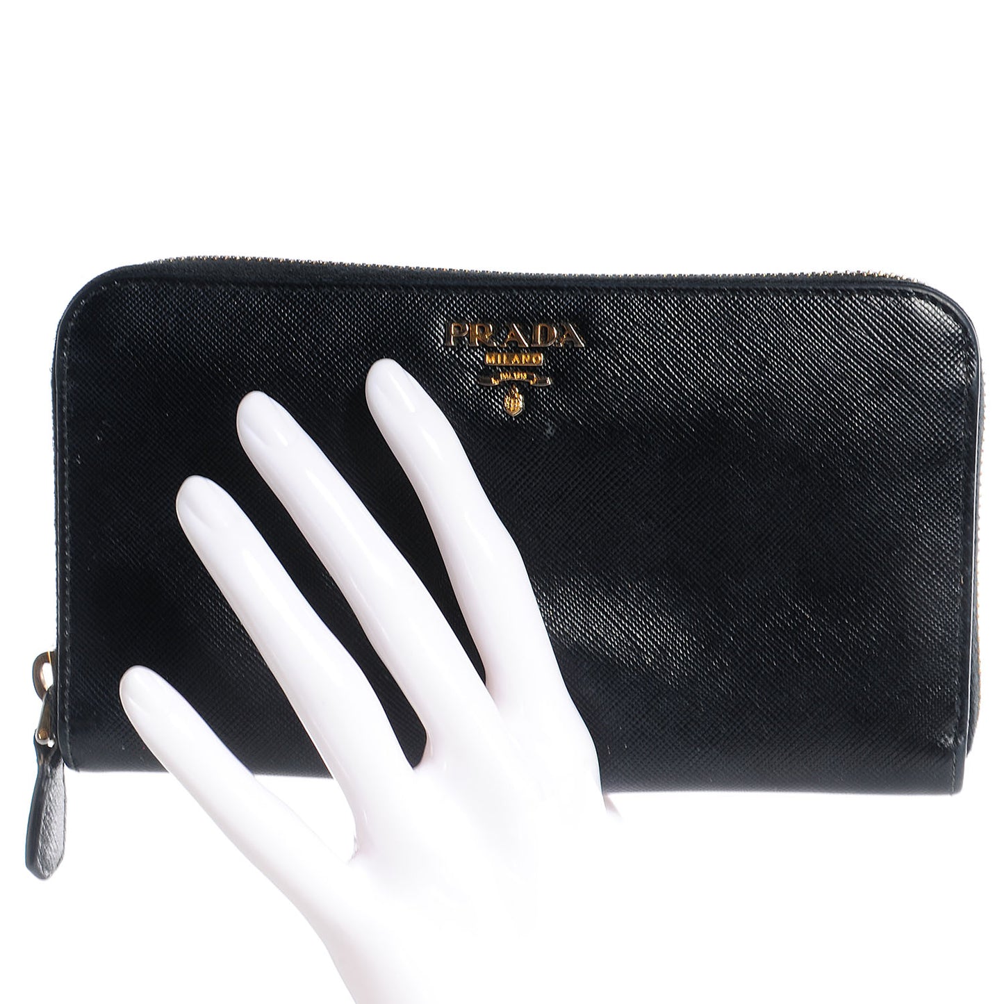 Saffiano Zip Around Wallet Nero Black