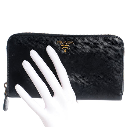 Prada Saffiano Zip Around Wallet Nero Black 2 of 9