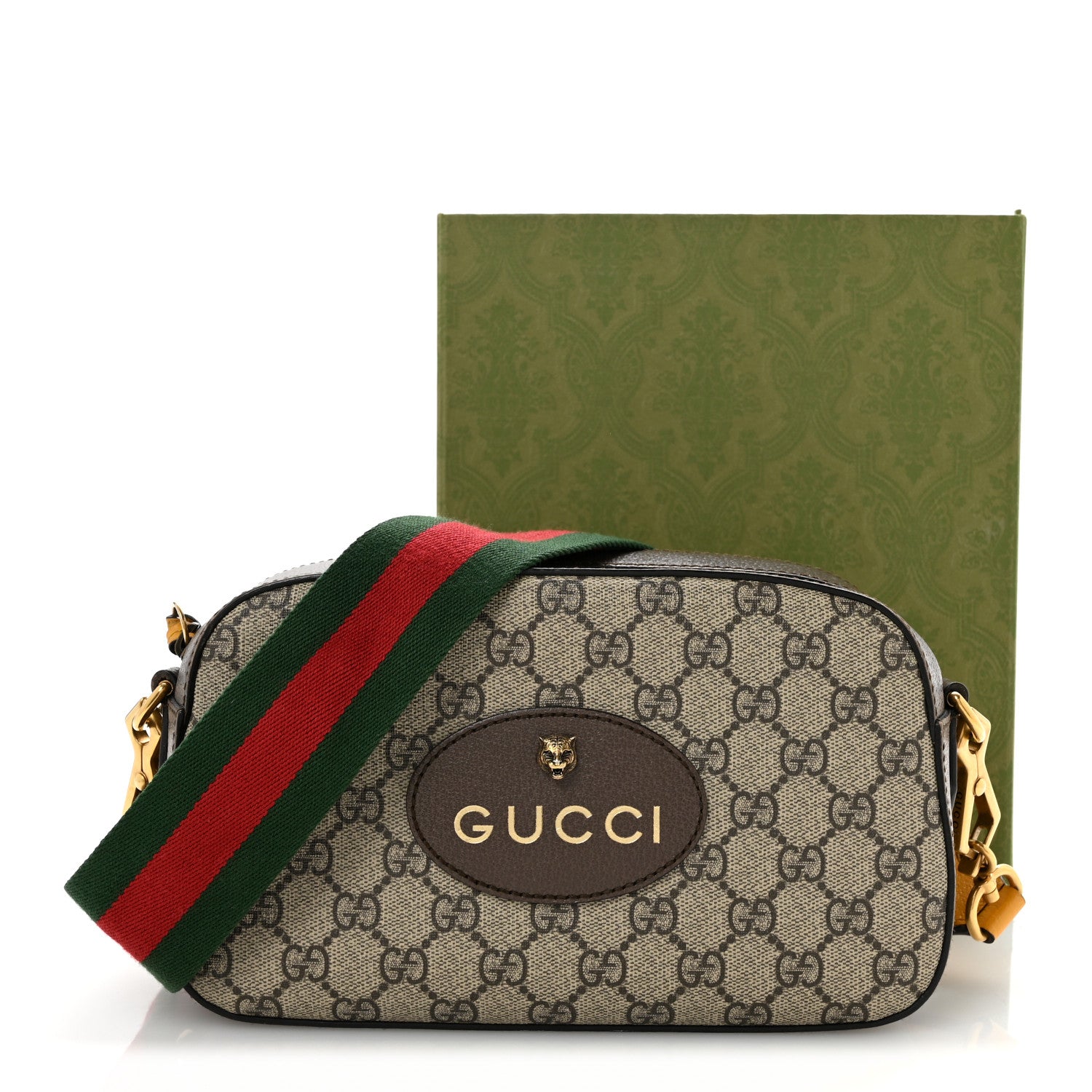 Gucci GG Supreme Monogram Web Neo Vintage Shoulder Bag Beige New Acero Crop 14 of 14