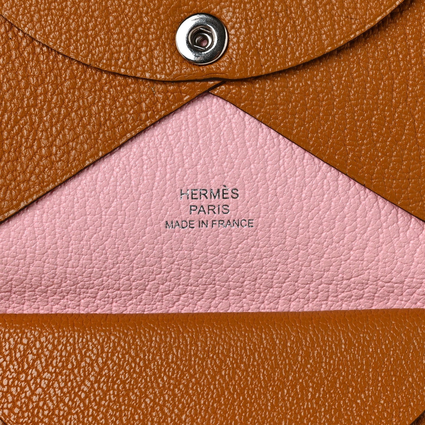 Chevre Mysore Verso Calvi Duo Card Case Caramel Rose Sakura