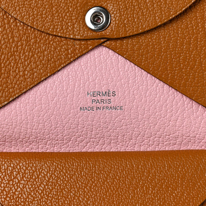 Hermes Chevre Mysore Verso Calvi Duo Card Case Caramel Rose Sakura 6 of 6