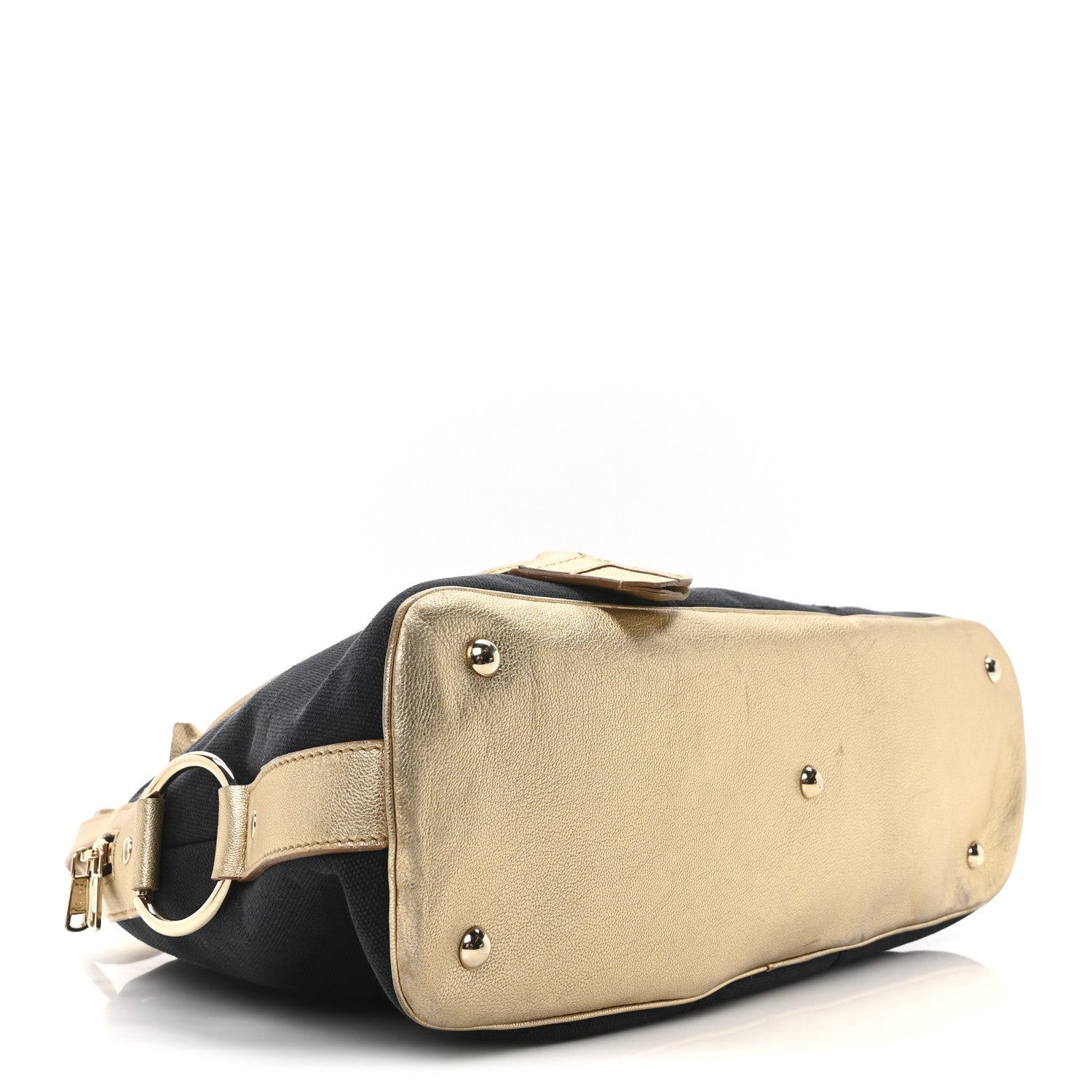 Saint Laurent Metallic Calfskin Canvas Large Muse Black Gold 6 of 12
