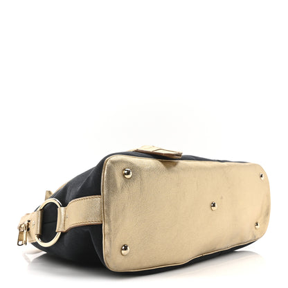 Saint Laurent Metallic Calfskin Canvas Large Muse Black Gold 6 of 12