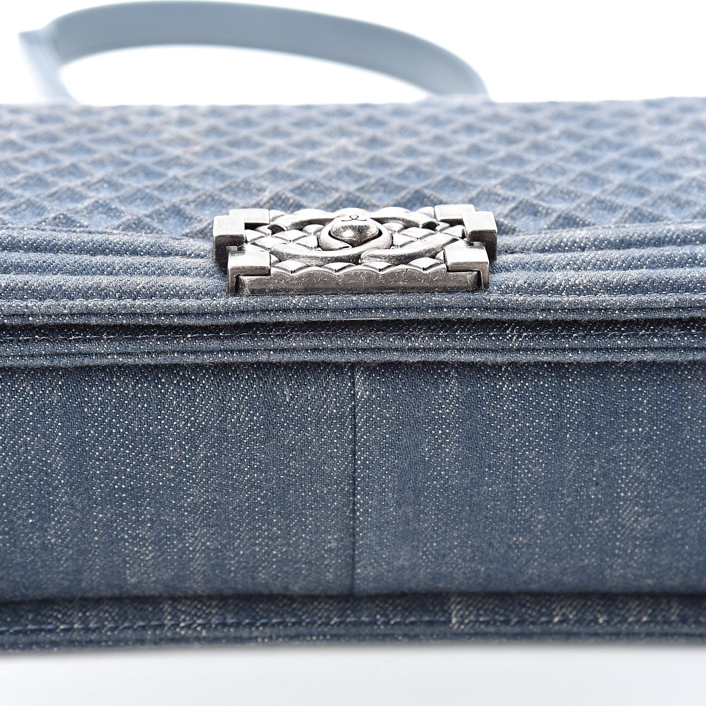Denim Embossed Medium Boy Flap Blue