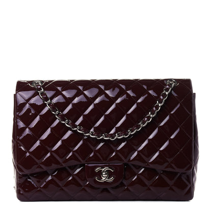 Chanel Patent Quilted Maxi Single Flap Dark Red 1 of 4