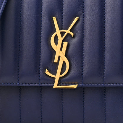 Saint Laurent Lambskin Matelasse Monogram Medium Vicky Chain Bag Blue 7 of 7