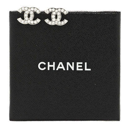 Chanel Crystal CC Earrings Silver 5 of 5