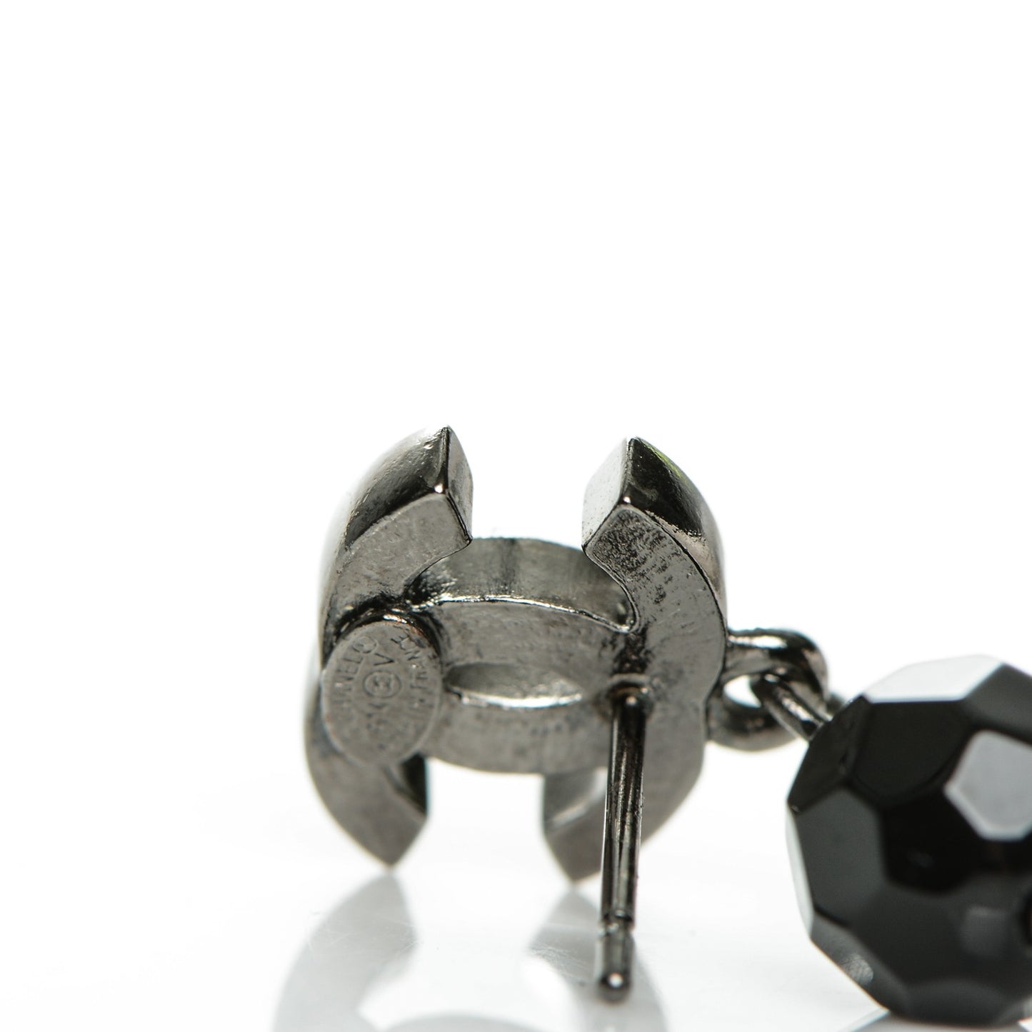 Ruthenium Bead CC Drop Earrings Black